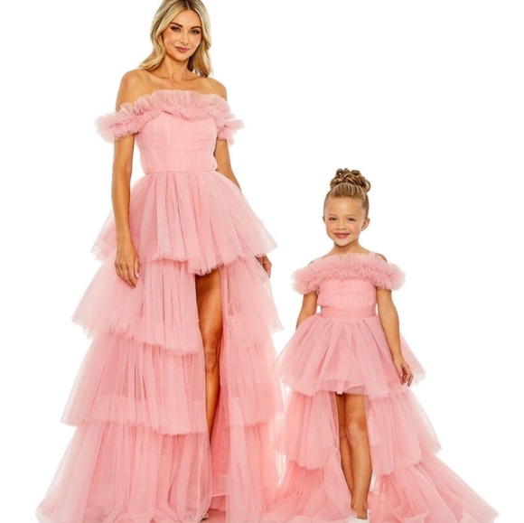 MAC DUGGAL Strapless High Low Tulle Gown , Pink, Size 4, NWT - Picture 6 of 7